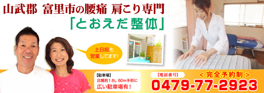 山武郡 富里市 整体なら腰痛肩こり専門の「とおえだ整体」